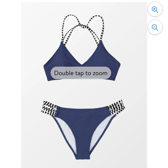Cupshe Women's Navy Blue Ribbed and Strappy Bikini
Swimsuit Set - Picture 1 of 4